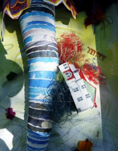 detail of tornado taking away home