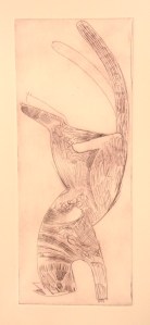 cat landing on its feet drypoint cat landing on its feet drypoint