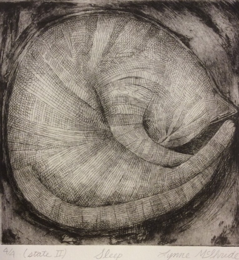 Sleep, etching Sleep, etching